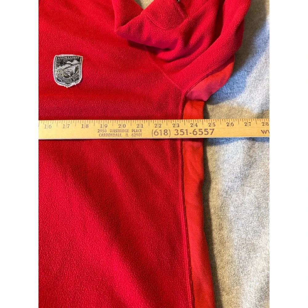 VTG Polo Ralph Lauren Mens XL Red Polartec Fleece 1/4 Zip 2006 Ski Patch Red